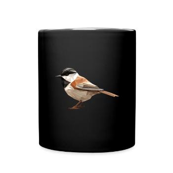 Meise Low poly - Tasse einfarbig - Schwarz - Vorne