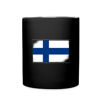 Drapeau finlandais Suomi drapeau finlandais look usé - Mug uni - noir - Devant