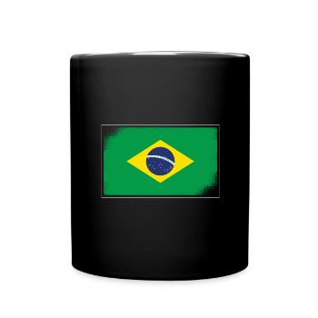 Brasilien Flagge Brasilianische Fahne Südamerika - Tasse einfarbig - Schwarz - Vorne