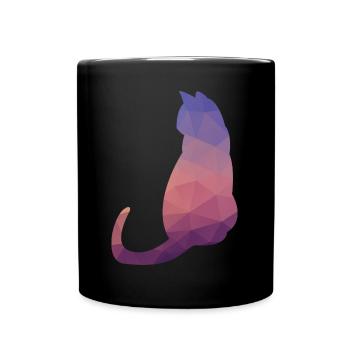 Cat mosaic purple abstract silhouette - Full Colour Mug - black - Front