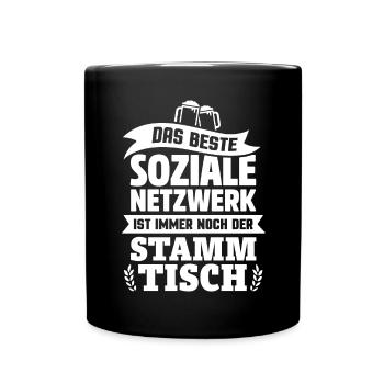 Bestes soziales Netzwerk: STAMMTISCH - Tasse einfarbig - Schwarz - Vorne