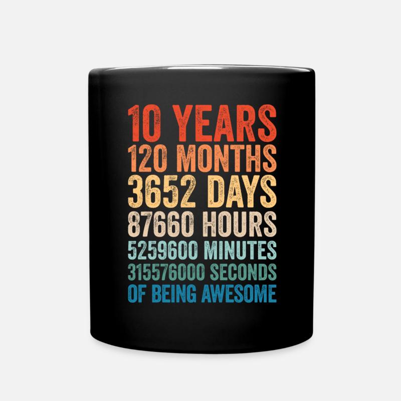 10 years 10th birthday gift 10 year old child - Full Colour Mug - black