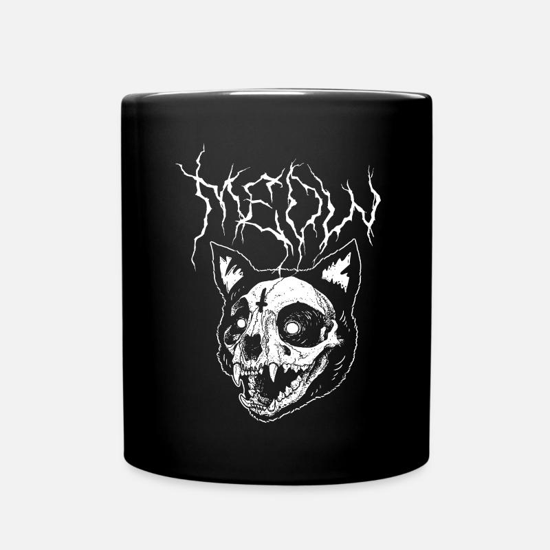 Meow Kitty Cat Black Metal - Full Colour Mug - black