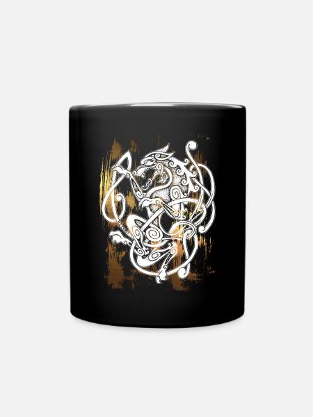 FENRIR Wolf - Odin - Vintage - usedlook - Mug uni - noir
