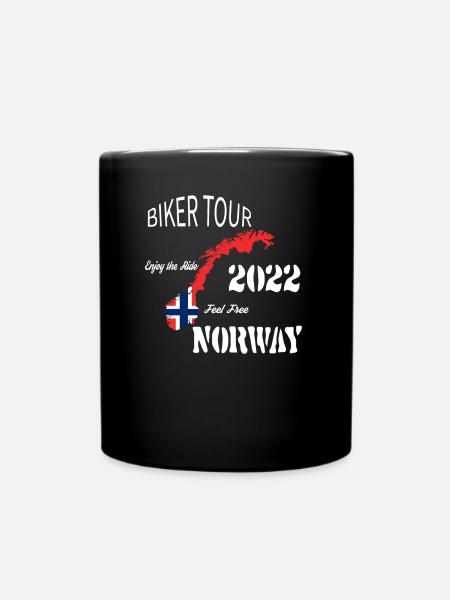 Biker Tour 2022 Norwegen Motorrad Reise Urlaub - Tasse einfarbig - Schwarz