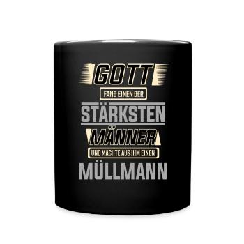 Müllmann, einer der stärksten Männer der Welt - Tasse einfarbig - Schwarz - Vorne