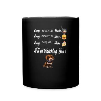 Snack, lustiger Hund, Küche, Humor, Rauhaardackel - Tasse einfarbig - Schwarz - Vorne