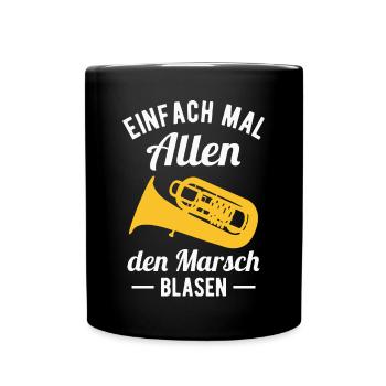 Tuba Marsch Tubist Musiker Orchester Blasmusik - Tasse einfarbig - Schwarz - Vorne
