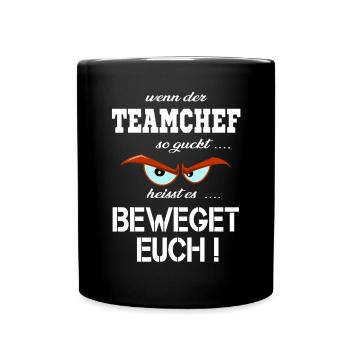 Das lustige wenn der Teamchef böse guckt T-Shirt - Tasse einfarbig - Schwarz - Vorne