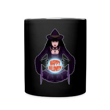 Gruselige Hexe Kristallkugel Happy Halloween Kostüm - Tasse einfarbig - Schwarz - Vorne