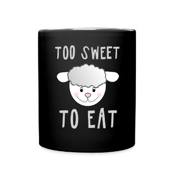 Sheep - TOO SWEET TO EAT - vegan fun4m3animal - Full Colour Mug - black - Front