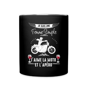Femme Motarde simple Moto Apero Vin - Mug uni - noir - Devant