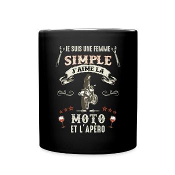 Femme Motarde Et Apéro Vin Cadeau Drôle Copine - Mug uni - noir - Devant