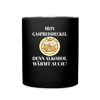 Party Spruch Bier, Bierdeckel, Mein Gaspreisdeckel - Tasse einfarbig - Schwarz - Vorne