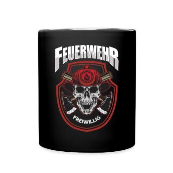 Feuerwehr - Tasse einfarbig - Schwarz - Vorne