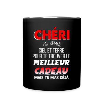 Cadeau Homme saint valentin chéri - Mug uni - noir - Devant