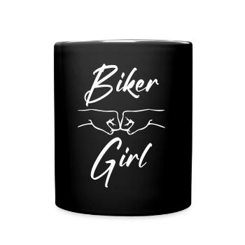 BIKER GIRL knows customizable - Full Colour Mug - black - Front
