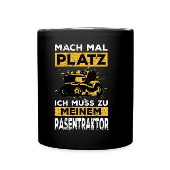 Rasentraktor & Aufsitzmäher Spruch für Gärtner - Tasse einfarbig - Schwarz - Vorne