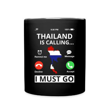 Thailand Fahne Thailändische Flagge Used Look - Tasse einfarbig - Schwarz - Vorne