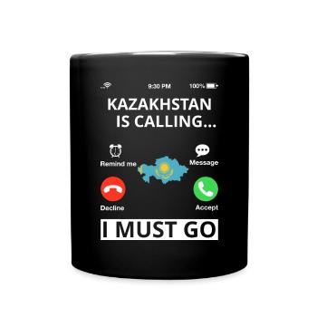 Kasachstan Flagge Kasachstan Fahne Kazakhstan - Tasse einfarbig - Schwarz - Vorne