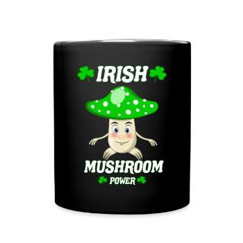 The Irish Power Mushroom, Funny Mushrooms Design - Full Colour Mug - black - Front
