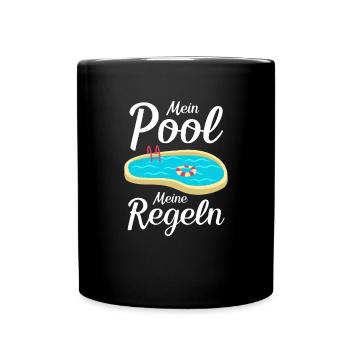 Planschbecken Swimmingpool Pool Schwimmen Geschenk - Tasse einfarbig - Schwarz - Vorne