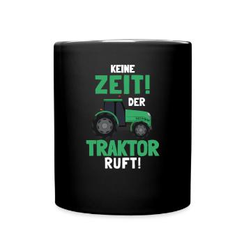 Traktorfahrer Trecker Traktor Landmaschine - Tasse einfarbig - Schwarz - Vorne