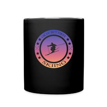 Skiing, Spruch für Skifahrer - Tasse einfarbig - Schwarz - Vorne