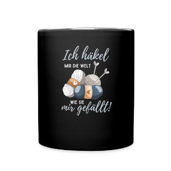 Häklerin häkeln Häklerinnen Geschenk Häkelnadel - Tasse einfarbig - Schwarz - Vorne