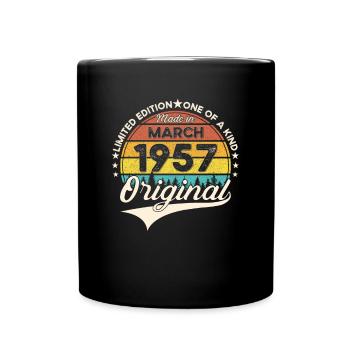 66e anniversaire Mann Original March Né en 1957 - Mug uni - noir - Devant