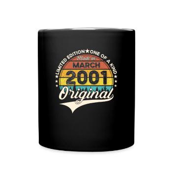 22nd birthday man Original March Born 2001 - Full Colour Mug - black - Front