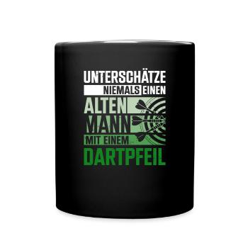 Dartspieler Dartpfeil Dartscheibe Dart Geschenk - Tasse einfarbig - Schwarz - Vorne