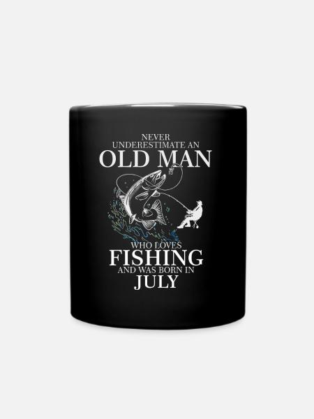 Anniversaire Angler Shirt vieil homme né en juillet - Mug uni - noir