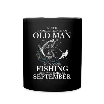 Geburtstag Angler Shirt alter Mann Monat September - Tasse einfarbig - Schwarz - Vorne