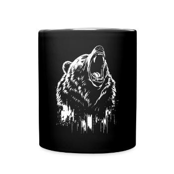 Bear Roars Nature Woodland Grizzly Bears Wild Animals - Full Colour Mug - black - Front