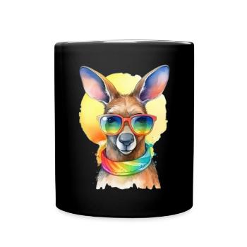 Kangourou cool coloré avec lunettes de soleil arc-en-ciel - Mug uni - noir - Devant