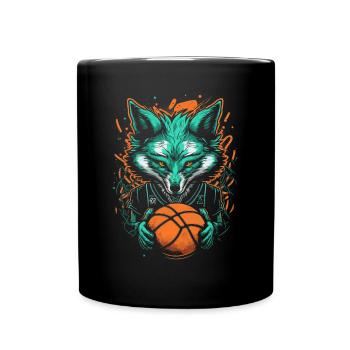 Basketball Fox Player Neon Fox Sport Ball Sports - Full Colour Mug - black - Front