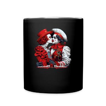 Une femme embrasse un clown, Bützche aime au carnaval de Cologne - Mug uni - noir - Devant