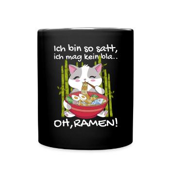 Ramen Katze Kawaii Nudeln Japanische Ramen Katze - Tasse einfarbig - Schwarz - Vorne