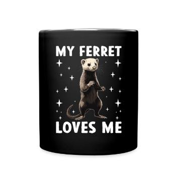 Mein Frettchen liebt mich Süßer Frettchen Spruch - Tasse einfarbig - Schwarz - Vorne