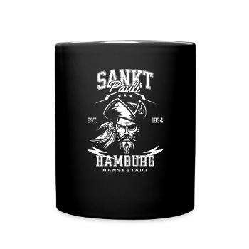 St Pauli Retro Piratenkopf Hansestadt Hambourg - Mug uni - noir - Devant