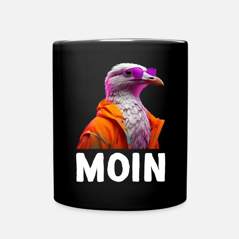 Möwe mit Sonnenbrille Moin Coole Möwen Seevogel - Tasse einfarbig - Schwarz