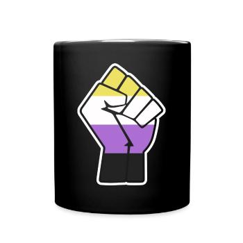 Nonbinary Pride Fist Design for Equality - Full Colour Mug - black - Front