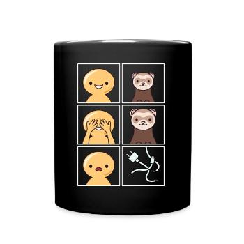 Frettchen Kabel gegessen Design für Frettchen Fans - Tasse einfarbig - Schwarz - Vorne
