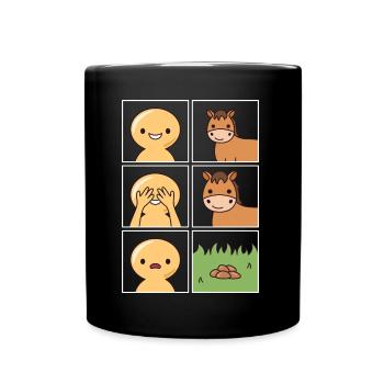 Pferde Pferdeäpfel Design für Besitzer von Pferden - Tasse einfarbig - Schwarz - Vorne
