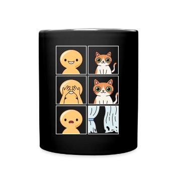 Cats Destroyed Curtains Design for Cat Fans - Full Colour Mug - black - Front
