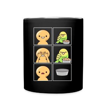 Budgie eats fast Design for fans - Full Colour Mug - black - Front