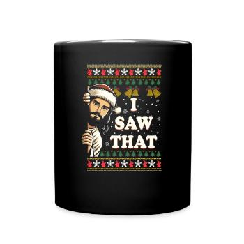 Ugly Hässlicher Weihnachtspulli Jesus Meme - Tasse einfarbig - Schwarz - Vorne