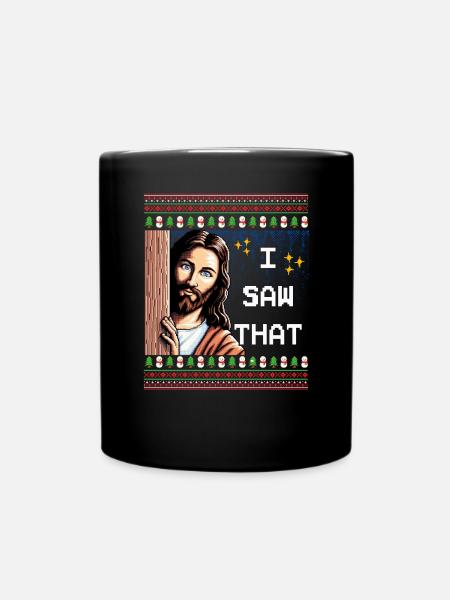 Ugly Ugly Christmas Sweater Jesus Meme - Full Colour Mug - black