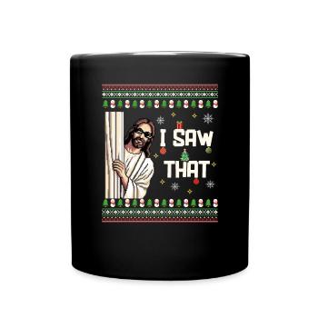 Ugly Hässlicher Weihnachtspulli Jesus Meme - Tasse einfarbig - Schwarz - Vorne